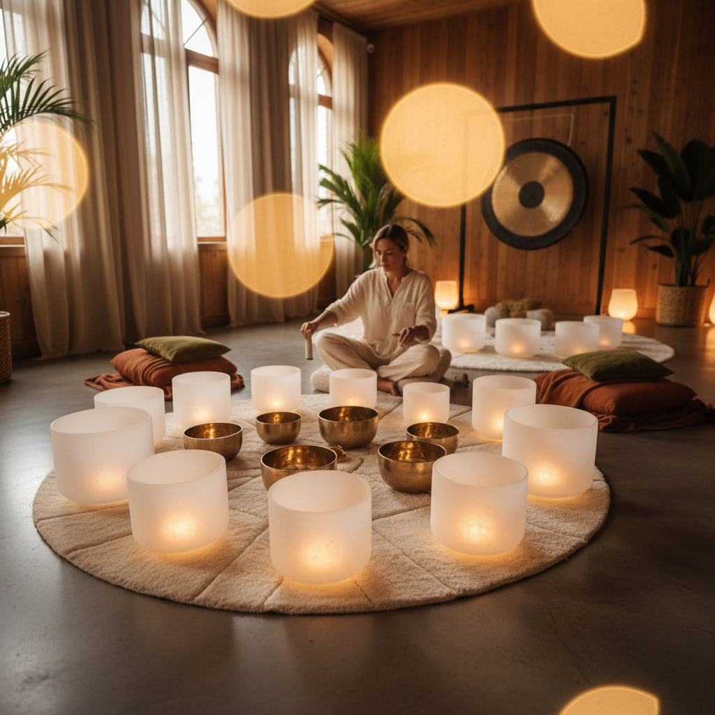 A serene image of sound waves interacting with the human brain, symbolizing the connection between sound and consciousness. Soul Art, founded by Larissa Steinbach, leverages these principles for holistic wellness and profound relaxation.