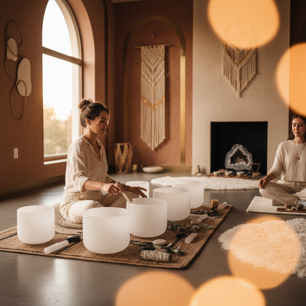 ممرض في غرفة طوارئ صاخبة ينظر إلى سماعات رأس، يبرز أهمية العافية الصوتية لطواقم الطوارئ. تُقدم سول آرت، التي أسستها لاريسا ستاينباخ، حلولاً للرفاهية.